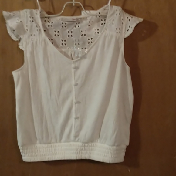So Crop Top Flower Cut Out Back & Sleeved Button Detail Shirt Soho Shabby Chic - Picture 2 of 9